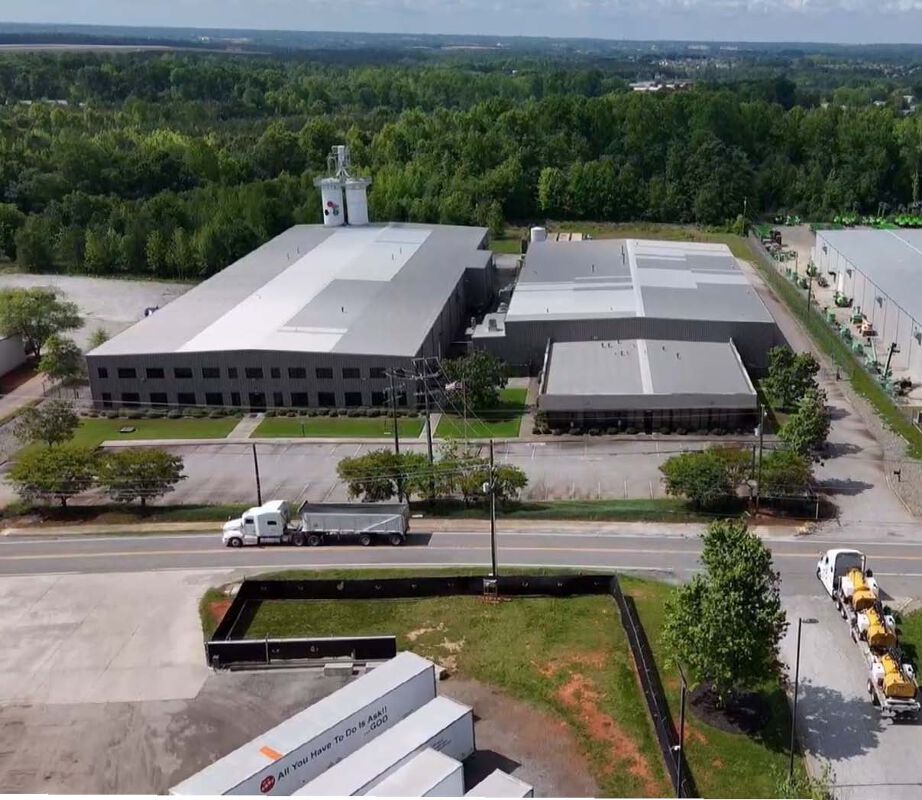 overhead image of industrial buildings